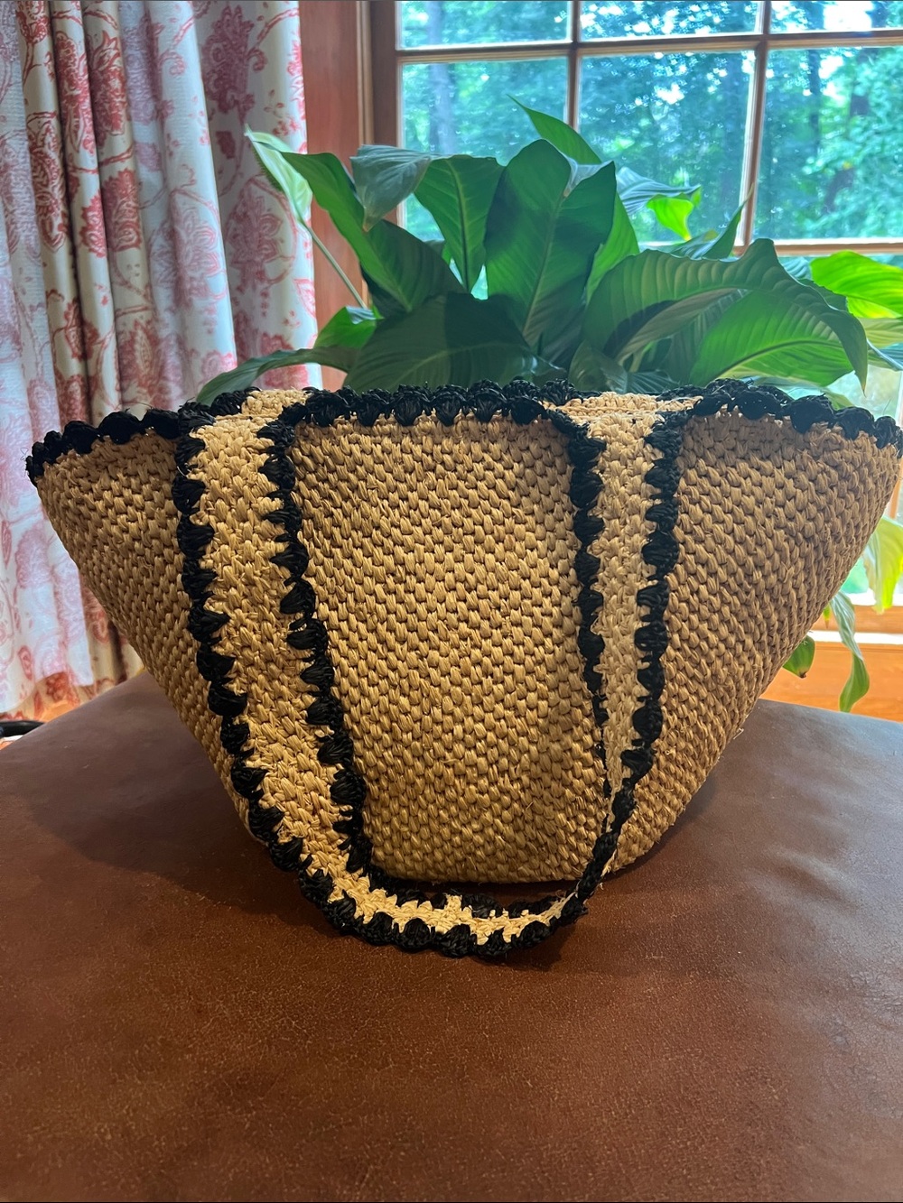 Kate Spade x Target Raffia Bow Tote Bag in Natural with Black Trim - Picture 7 of 12
